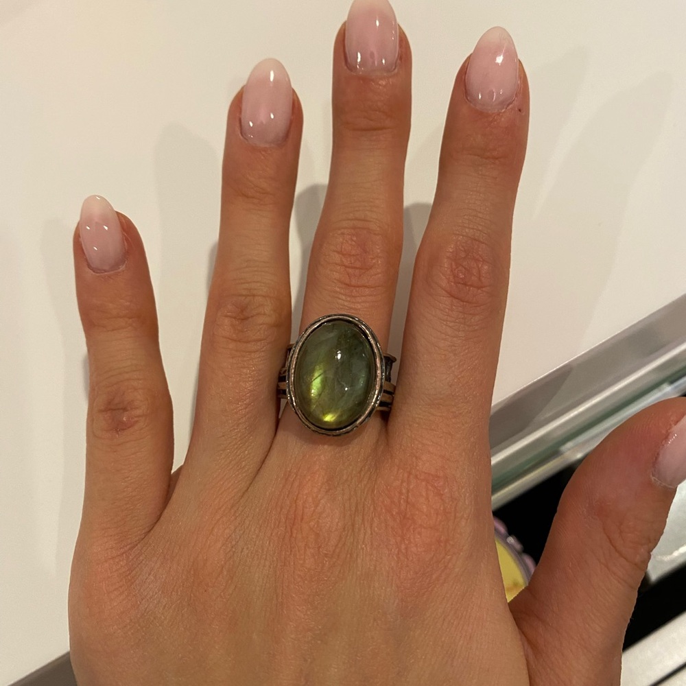 Cool vintage ring with a greenish stone